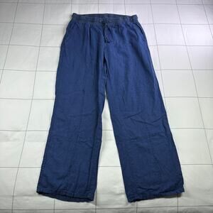 Anthropologie Mermaid Pants Womens Small Blue Wide Leg Linen Blend Coastal Boho